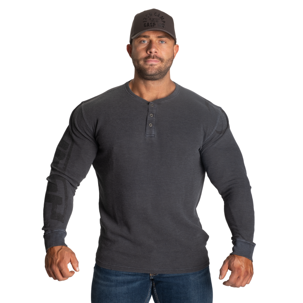 GASP Thermal Henley Washed Anthracite