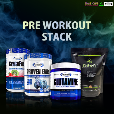 Pre Workout Stack - Glycofuse / Proven EAAs / Glutamine / CelluVOL