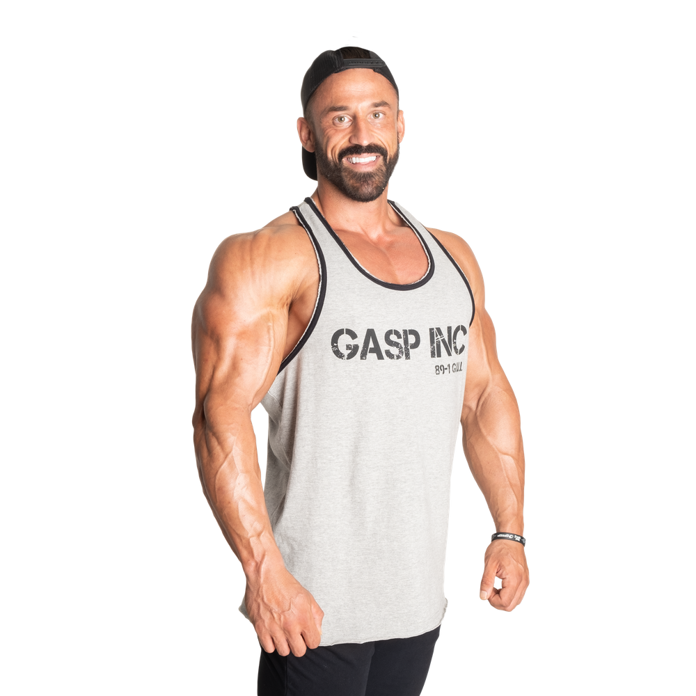 GASP Division Jersey Tank Greymelange/Black