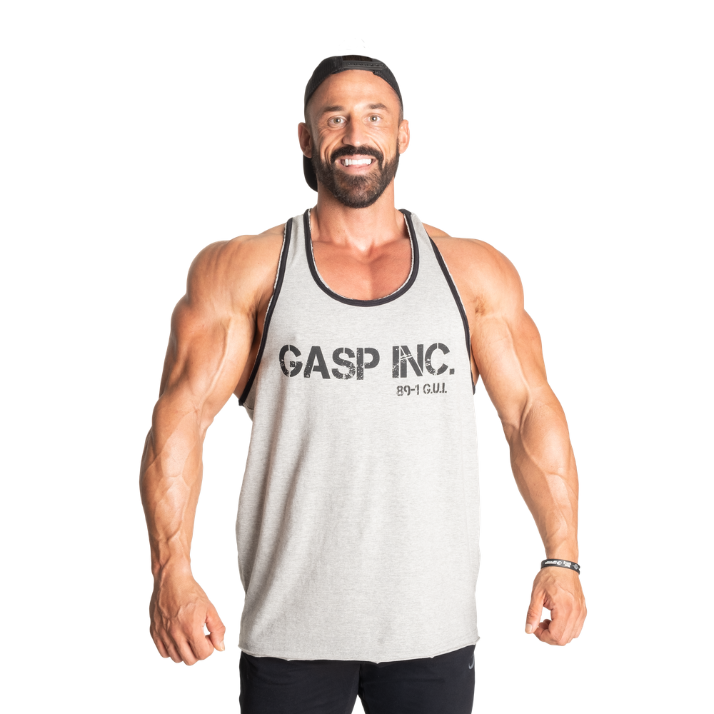 GASP Division Jersey Tank Greymelange/Black