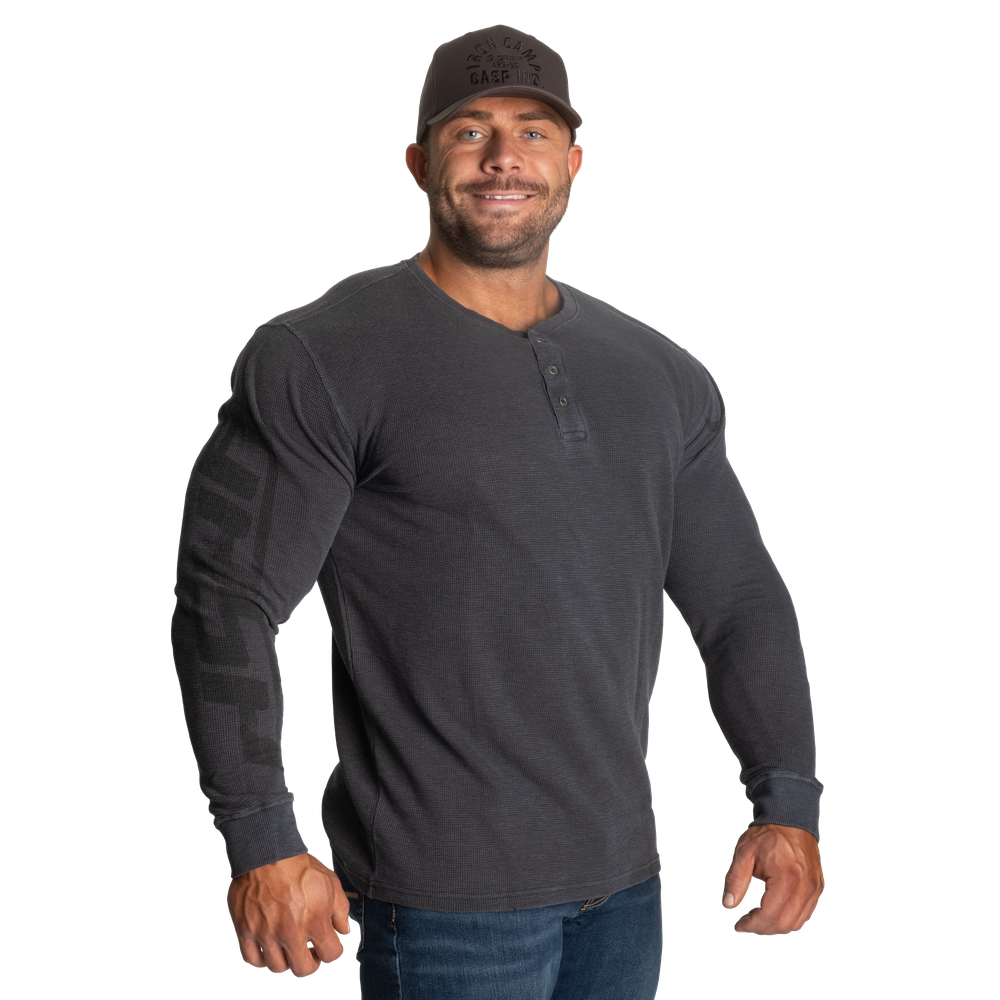 GASP Thermal Henley Washed Anthracite