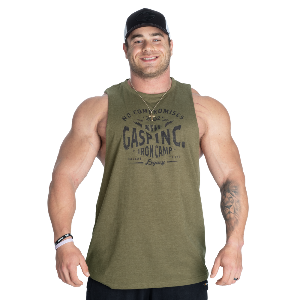 GASP Original Cut Out Tank Army Green Melange
