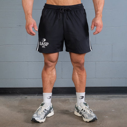 GASP 2 Stripe Standard Mesh Shorts 4" Black/White
