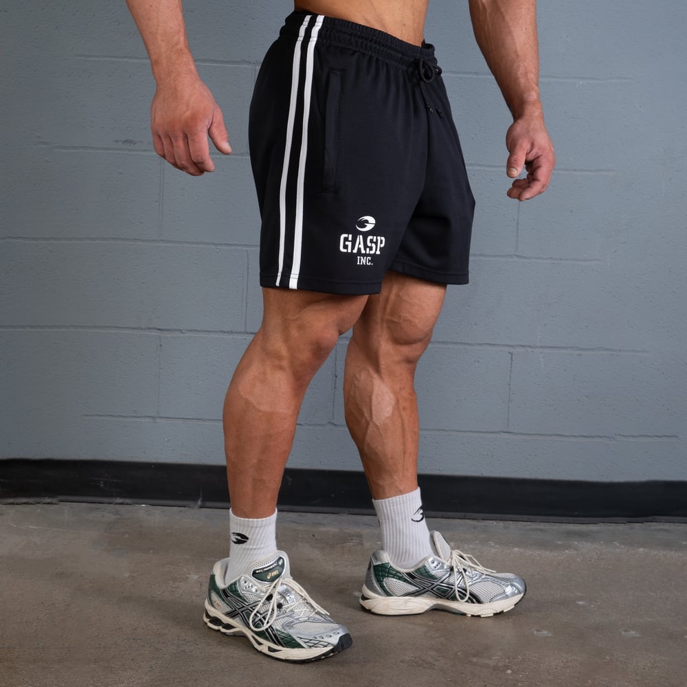 GASP 2 Stripe Standard Mesh Shorts 4" Black/White