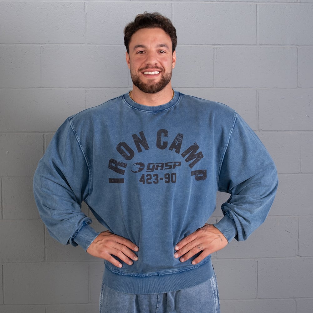 GASP Iron Camp Crewneck Washed blue