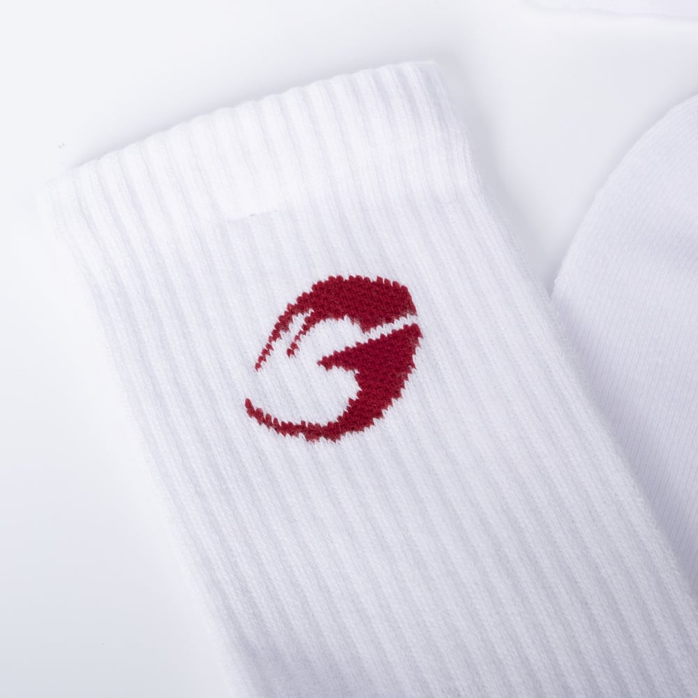 GASP Crew Socks 3-p White/red