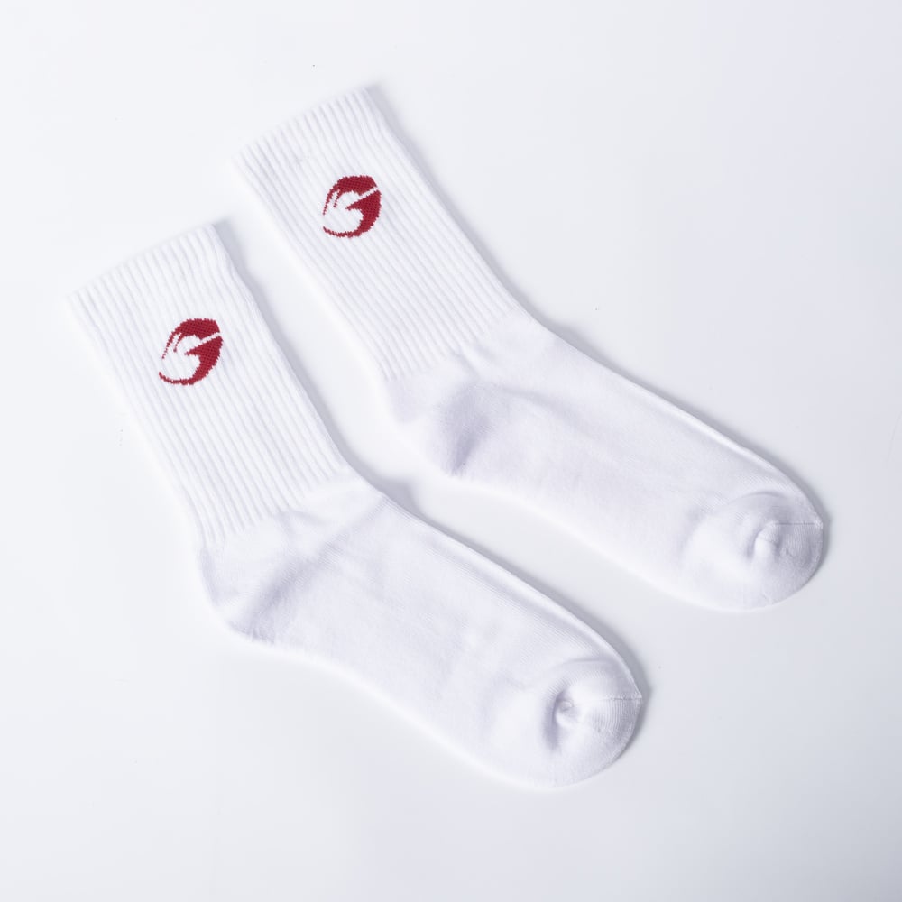 GASP Crew Socks 3-p White/red