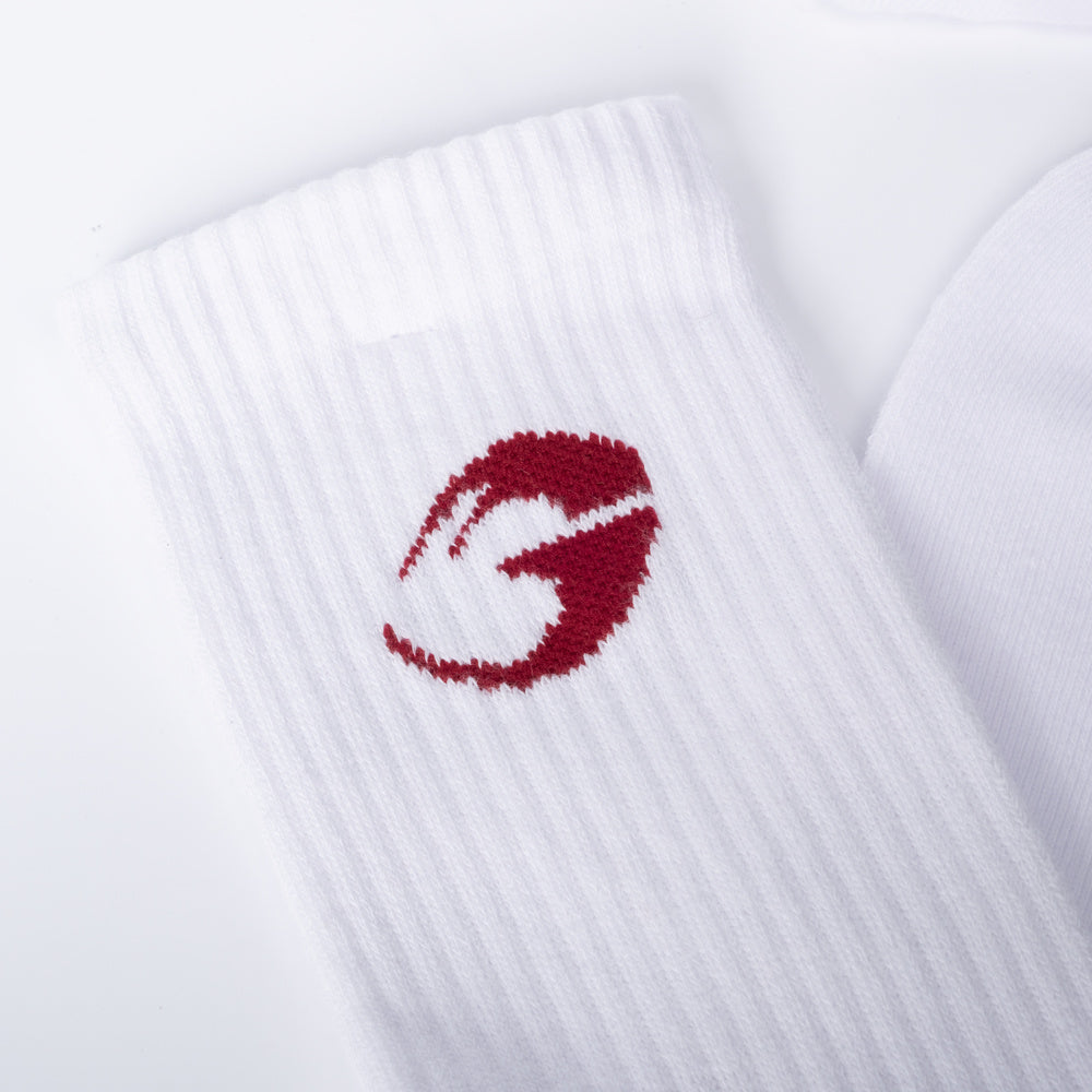 GASP Crew Socks 1-p White/red