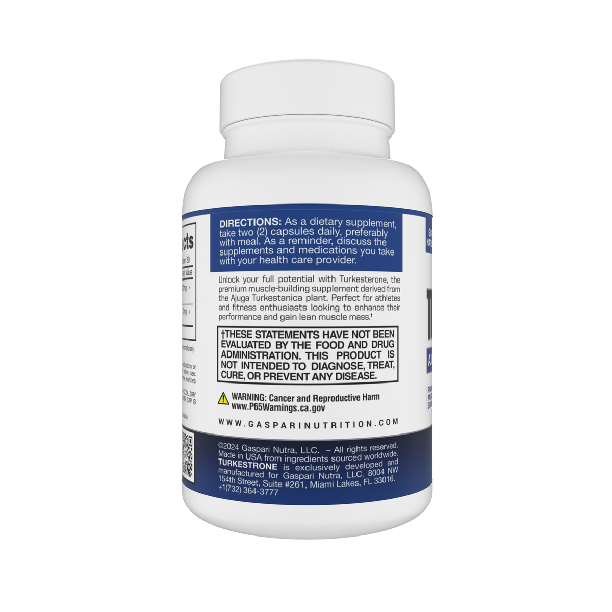 Turkesterone 60 Capsules Supplement with Ajuga Turkestanica Extract - Gaspari Nutrition