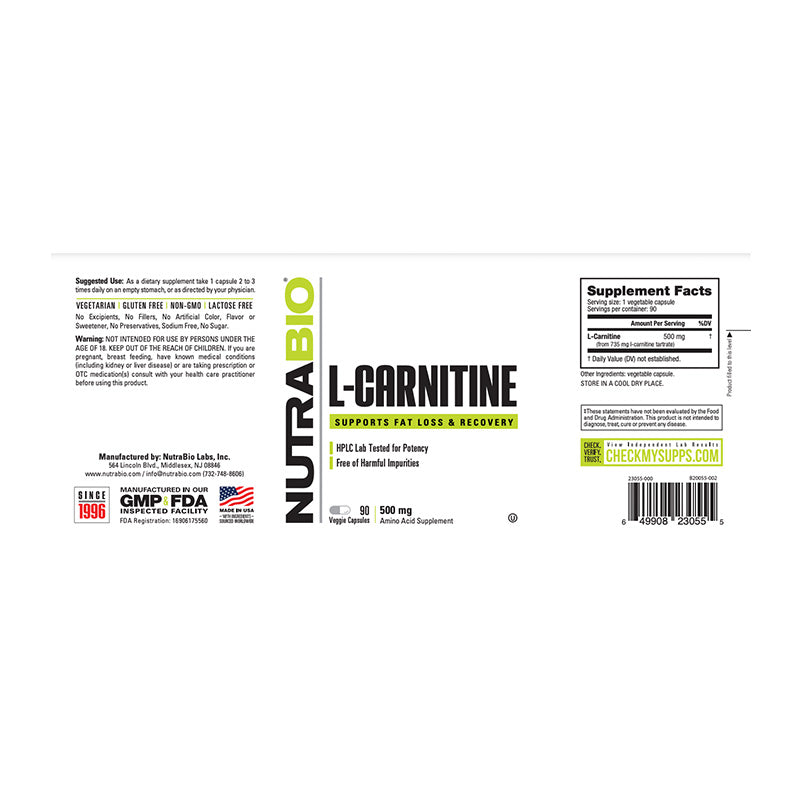 L-CARNITINE 500mg - SUPPORTS FAT LOSS & RECOVERY