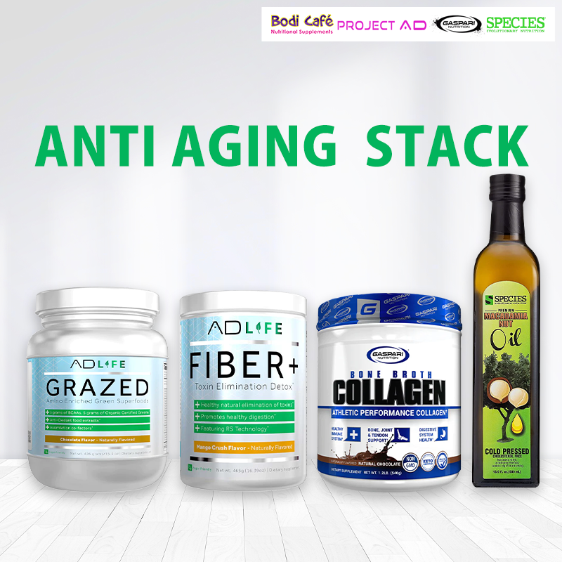 Anti-Aging Stack - FIBER＋ /  Bone Broth / Grazed / Macadamia nut oil